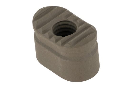 Forward Controls Design Heavy Enhanced Magazine Release Button has an FDE finish and horizontally serrated surface